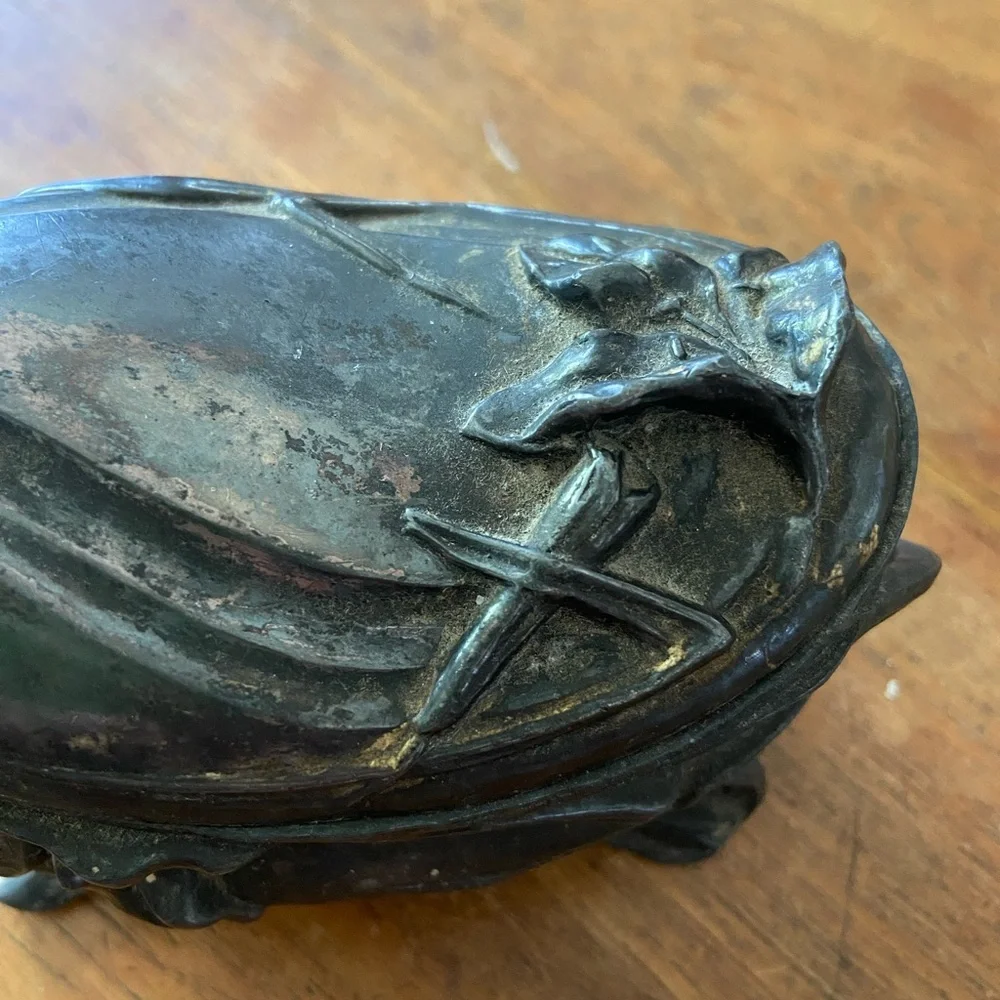 Antique Silver Plated Brass Jewelry/Trinket Box - Picture 2 of 7